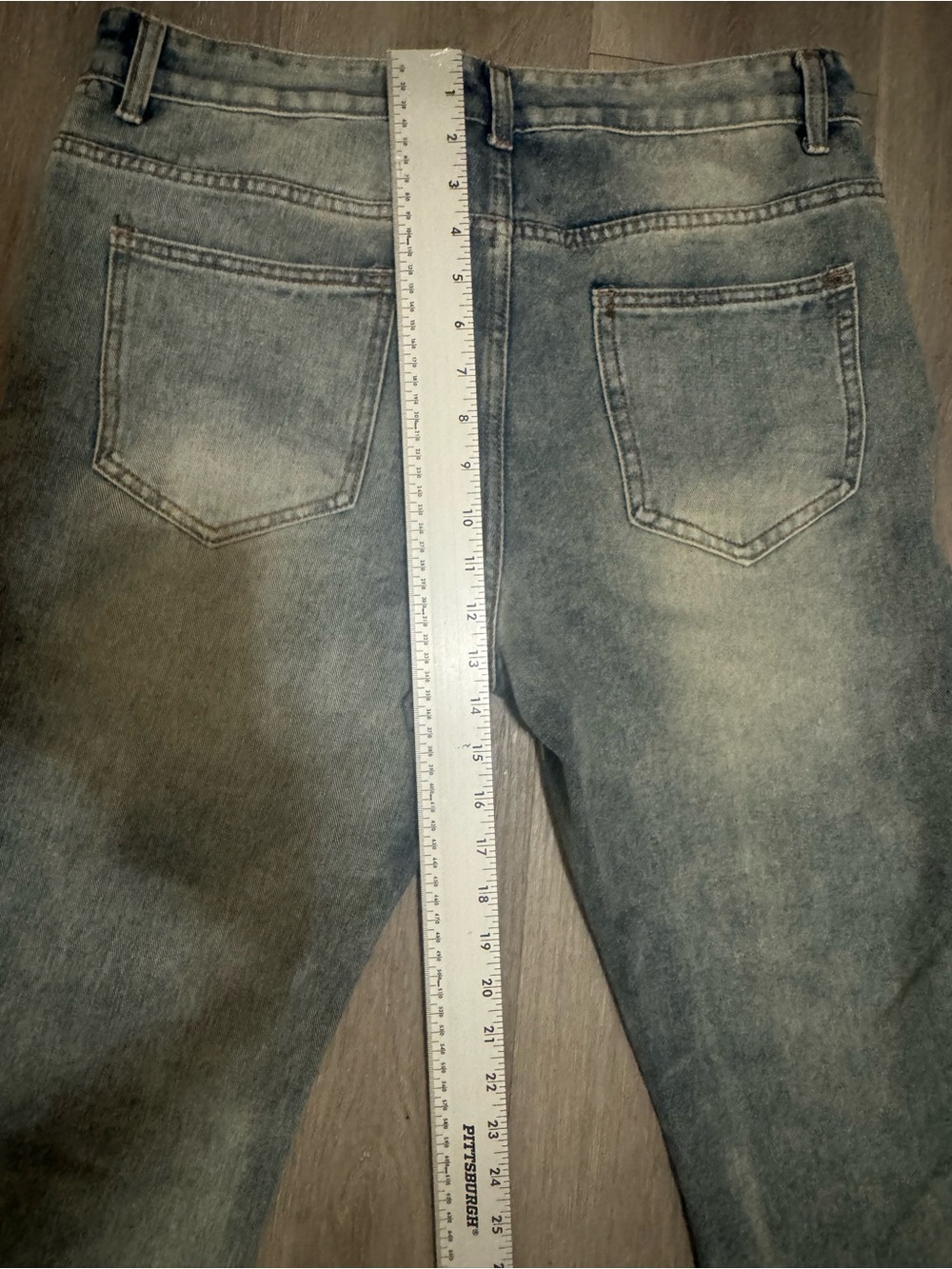 Boyfriend jeans / worn straight with tears (Distressed) unisex acid wash size 32 - Picture 5 of 6